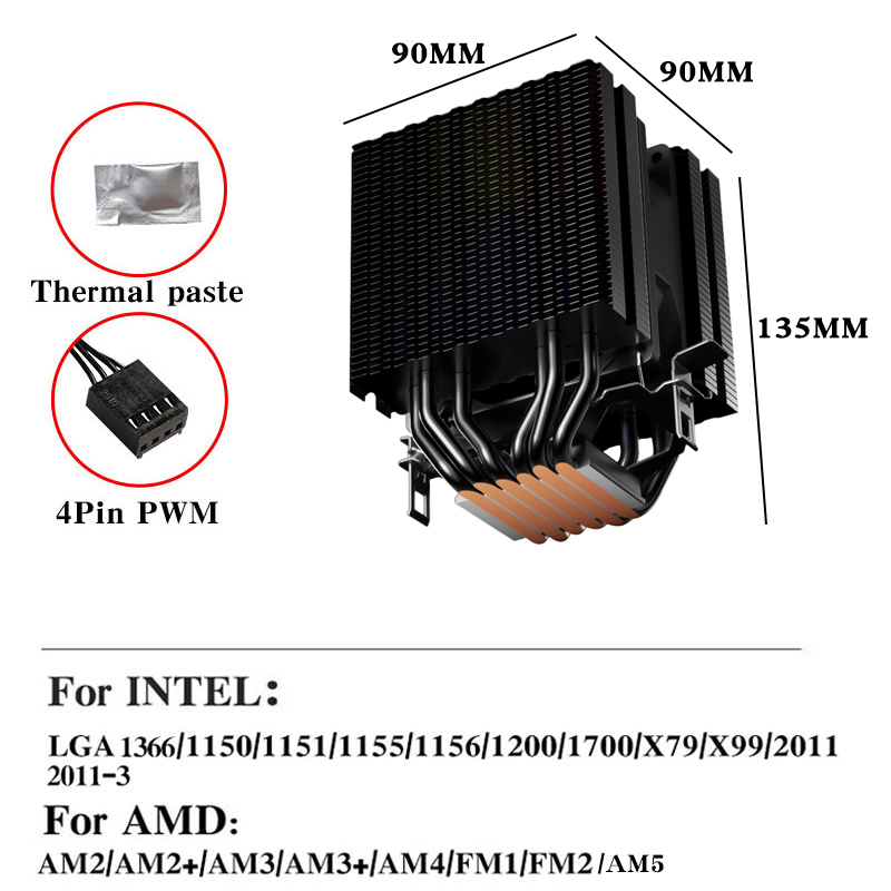 6 Heat Pipes CPU Air Cooler 4  - đánh giá và giá Air Cooler Cpu